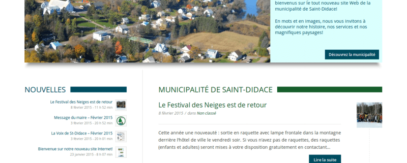 Le nouveau site web de la Municipalité de Saint-Didace