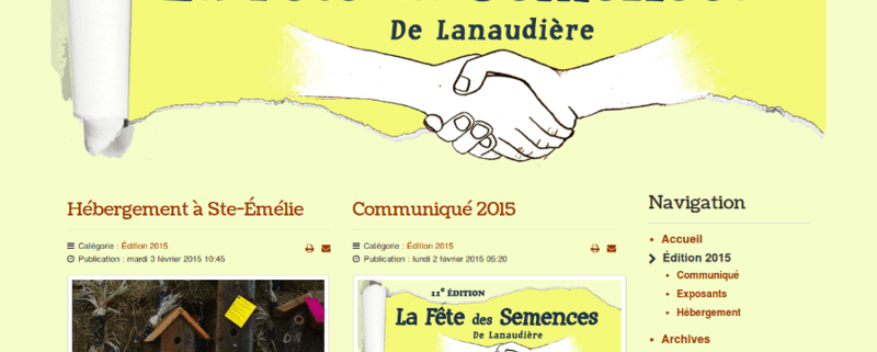 Site web de la 11e édition de la Fête des Semences de Lanaudière.