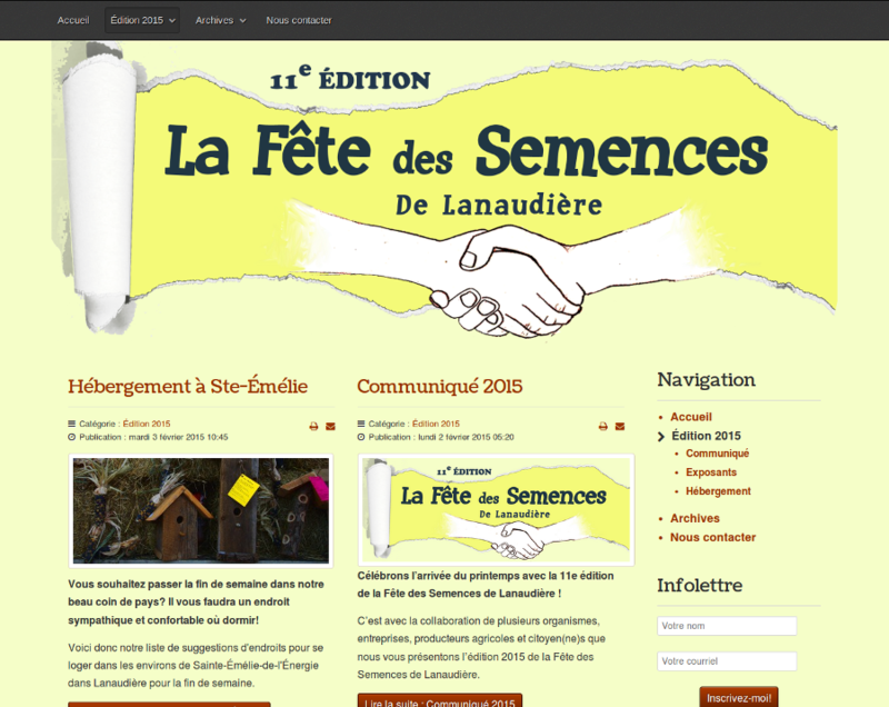 Site web de la 11e édition de la Fête des Semences de Lanaudière.