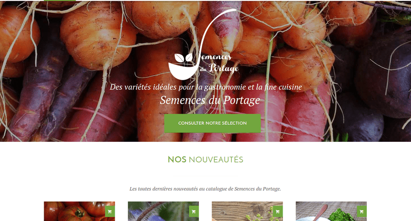 Page d'accueil du site Semences du Portage.