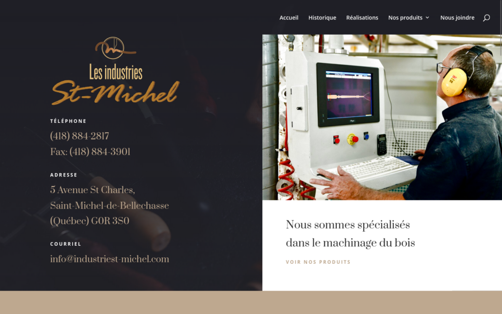 Page d'accueil de Les Industries St-Michel.